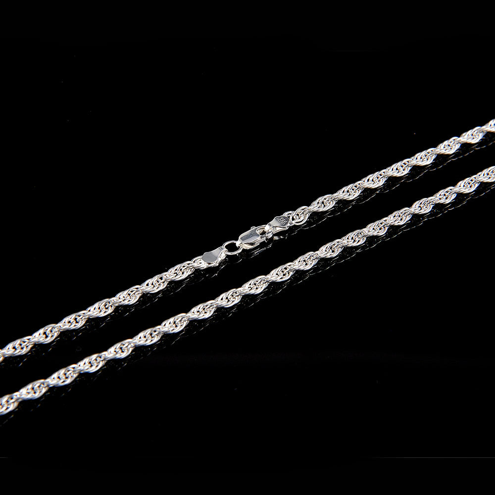 Cadena Torzal Hueco - 3 mm - 70 cm - Unisex | Plata Ley.925