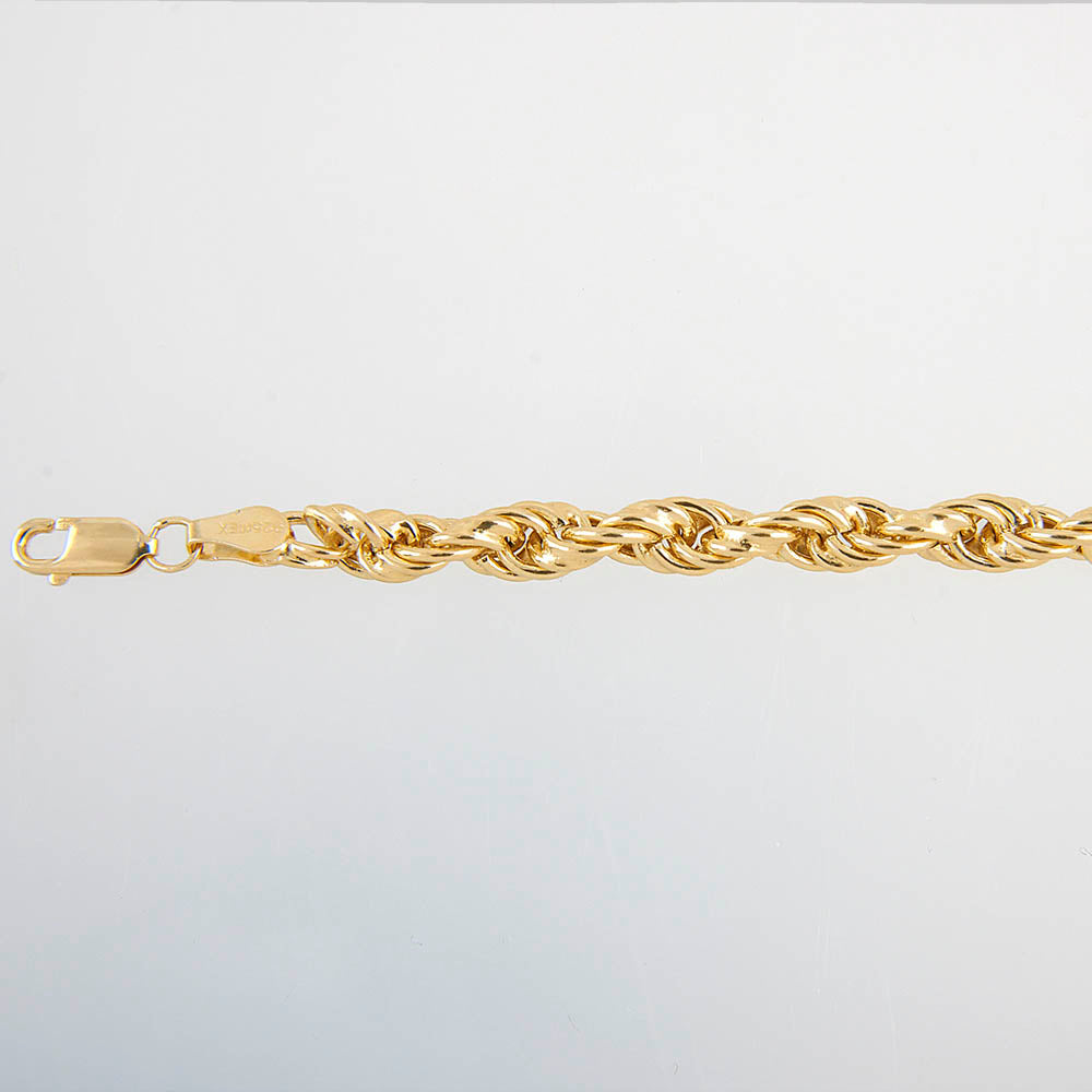 Unisex | Pulsera Tejido Torzal Relleno 3 - 5 mm – Plata Con Baño De Oro Italiano 24k