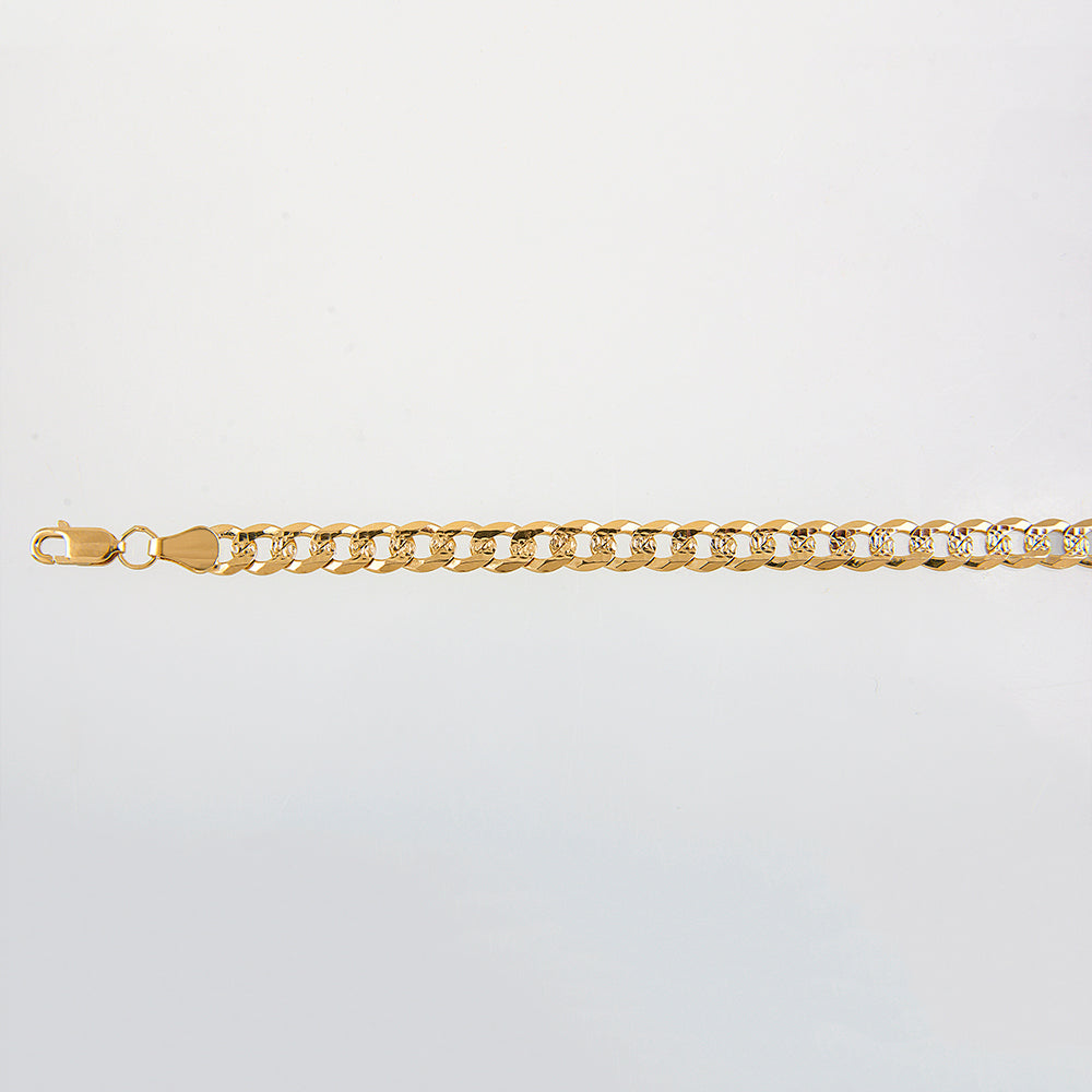 Unisex | Pulsera Tejido Barbada Cerrado Diamantado 2 - 6 mm – Plata Con Baño De Oro Italiano 24k