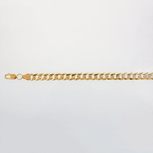 Unisex | Pulsera Tejido Barbada Cerrado Diamantado 2 - 6 mm – Plata Con Baño De Oro Italiano 24k