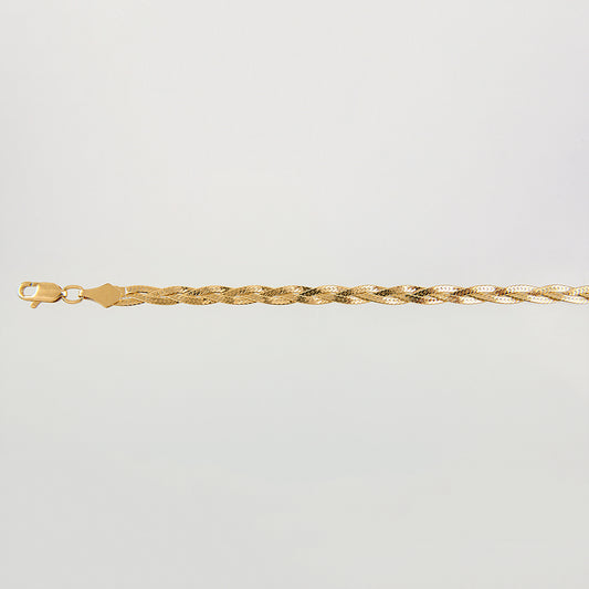 Unisex | Pulsera Tejido Trenzado Triple - 5 mm – Plata Con Baño De Oro Italiano 24k