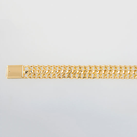 Unisex | Pulsera Tejido Cubano - 10 mm – Plata Con Baño De Oro Italiano 24k