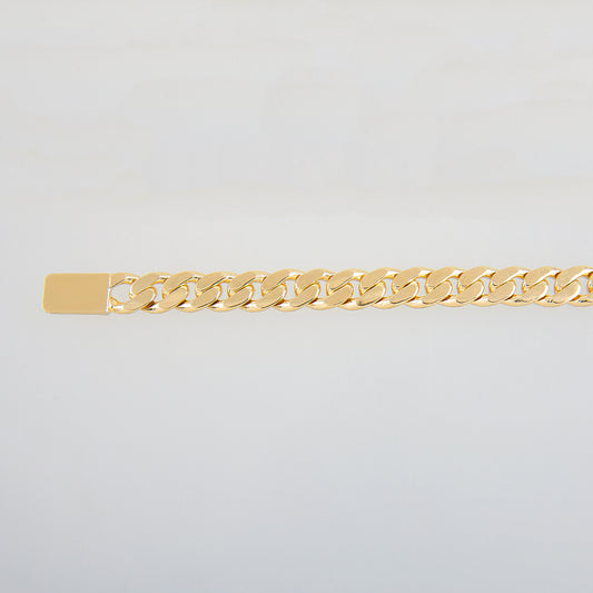 Unisex | Pulsera Tejido Barbada HM  Liso 8 mm – Plata Con Baño De Oro Italiano 24k