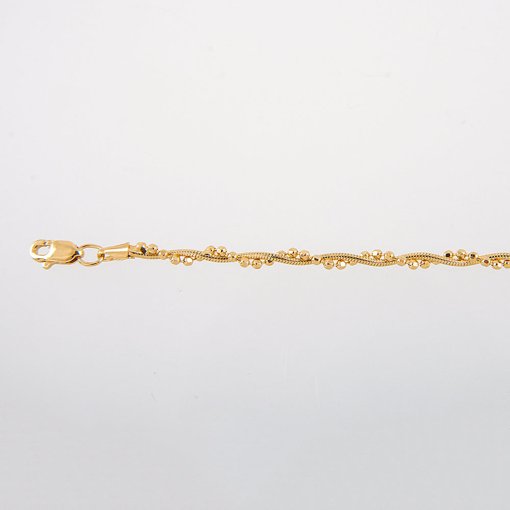 Dama | Pulsera Tejido Cola De Rata Con Bolitas - 2 mm – Plata Con Baño De Oro Italiano 24k