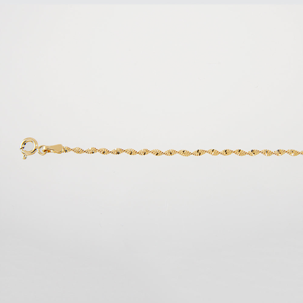 Mujer | Pulso Pulsera Tejido Super Singapur 2 mm, Esclava Para Mujer De Plata Autentica Ley .925 Con Baño De Oro Italiano De 24k, DUO DELUXE JOYAS