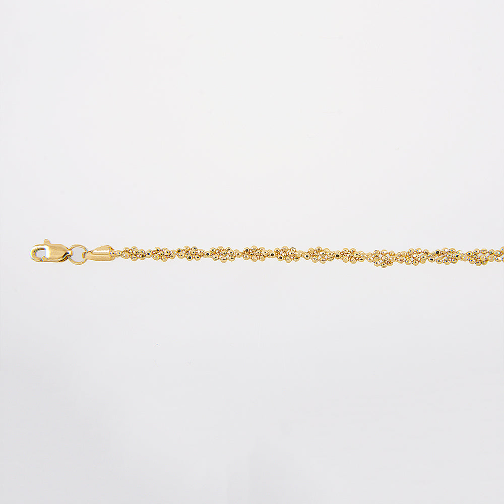 Dama | Pulsera Tejido Bolitas Trenzadas - 3 mm – Plata Con Baño De Oro Italiano 24k