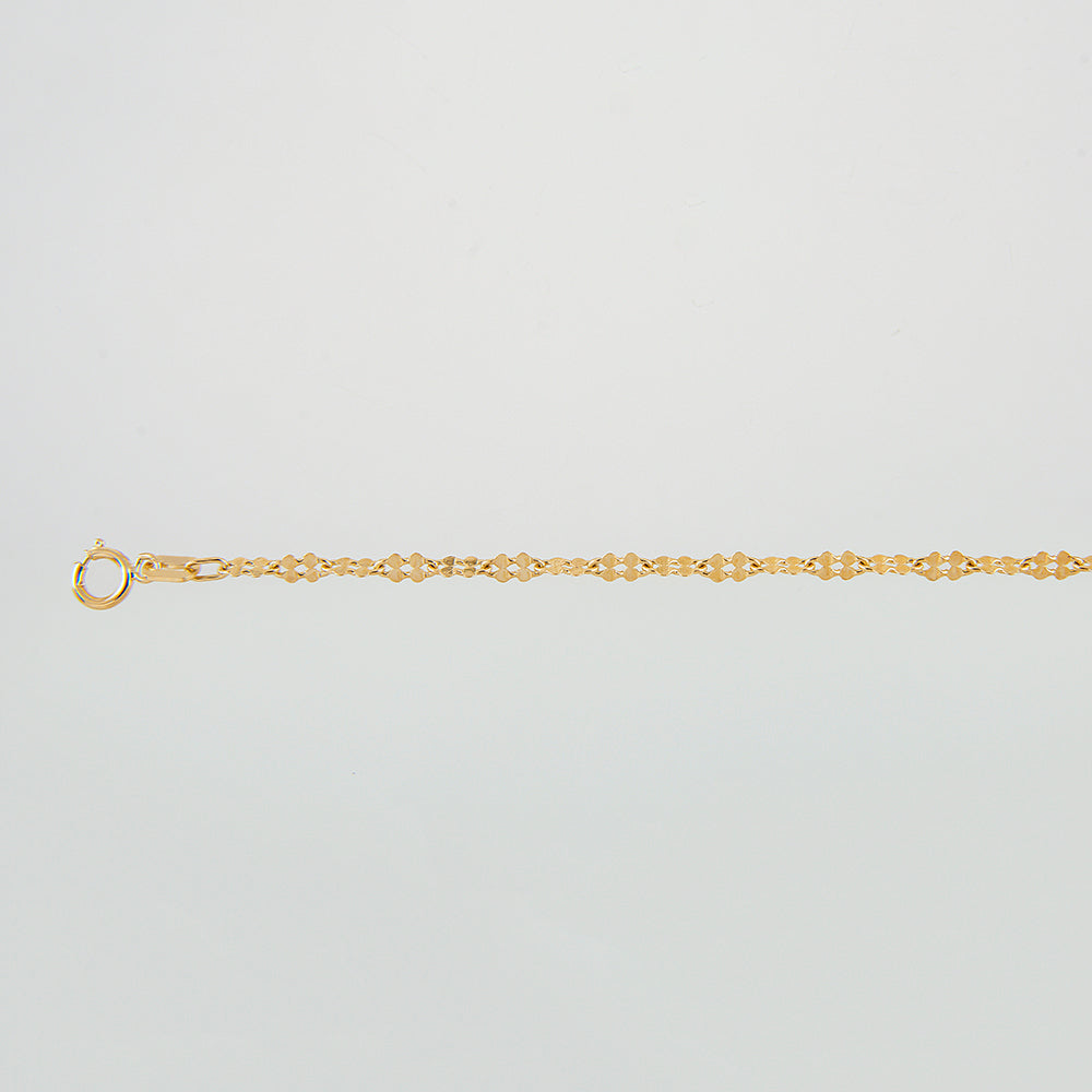 Dama | Pulsera Tejido Trebol - 3 mm – Plata Con Baño De Oro Italiano 24k