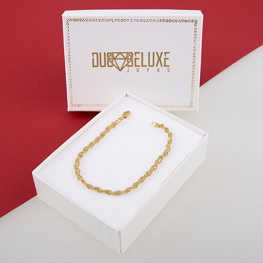 Dama | Pulsera Tejido Bolitas Trenzadas - 3 mm – Plata Con Baño De Oro Italiano 24k