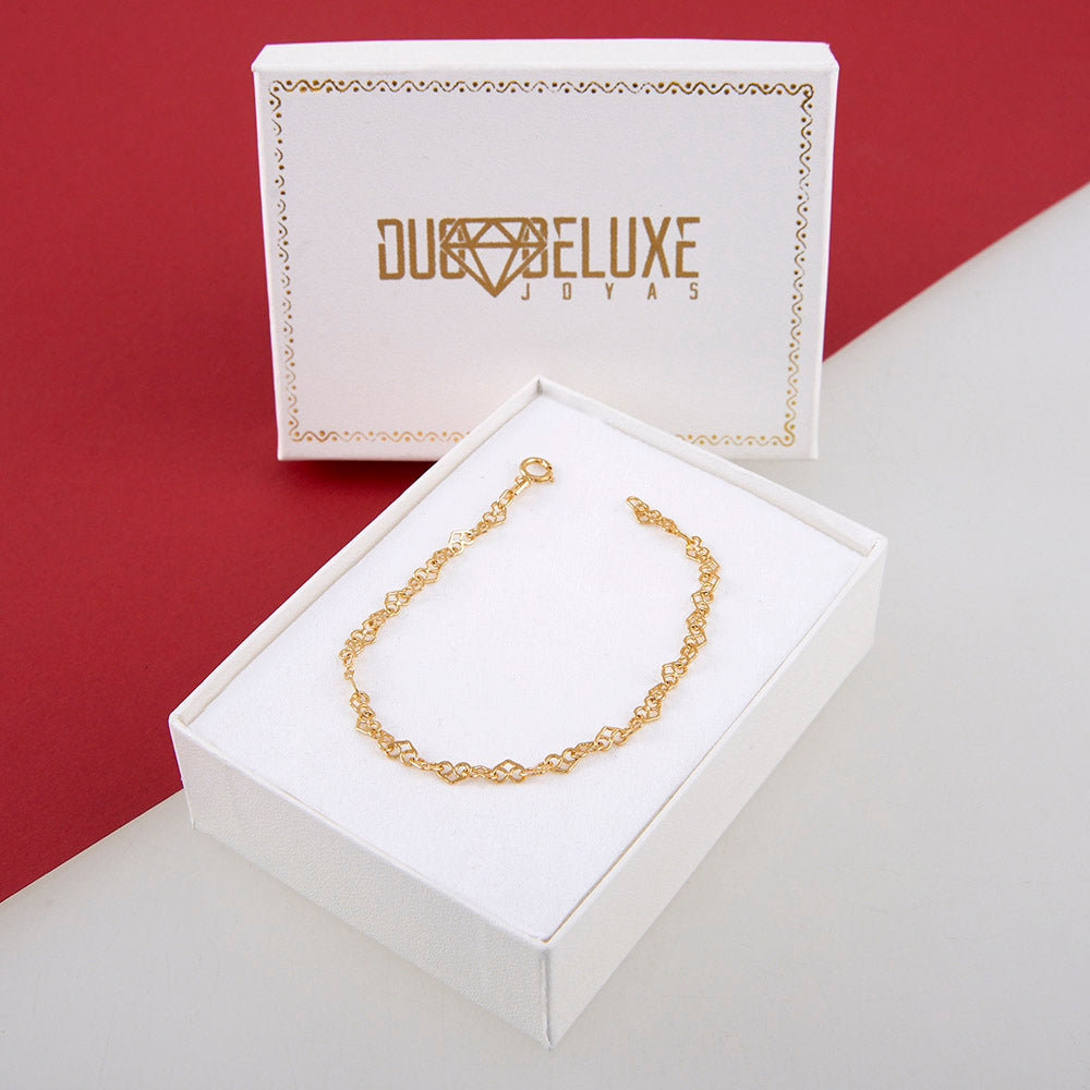 Dama | Pulsera Tejido Love - 2 mm – Plata Con Baño De Oro Italiano 24k