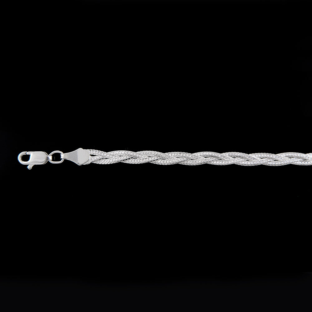 Unisex | Pulsera Tejido Trenzado Triple - 5 mm – Unisex – Plata Ley .925