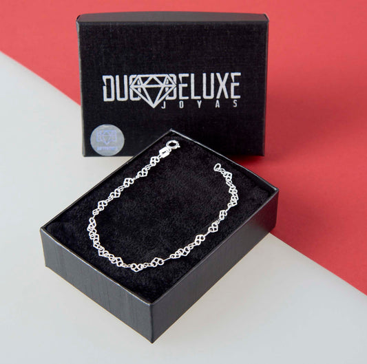 Dama | Pulsera Tejido Love  - 2 mm – Plata Ley .925