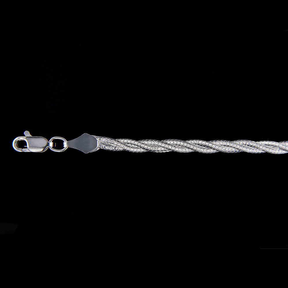 Cadena Trenzada Doble - 4 mm - 40 cm - Unisex | Plata Ley.925