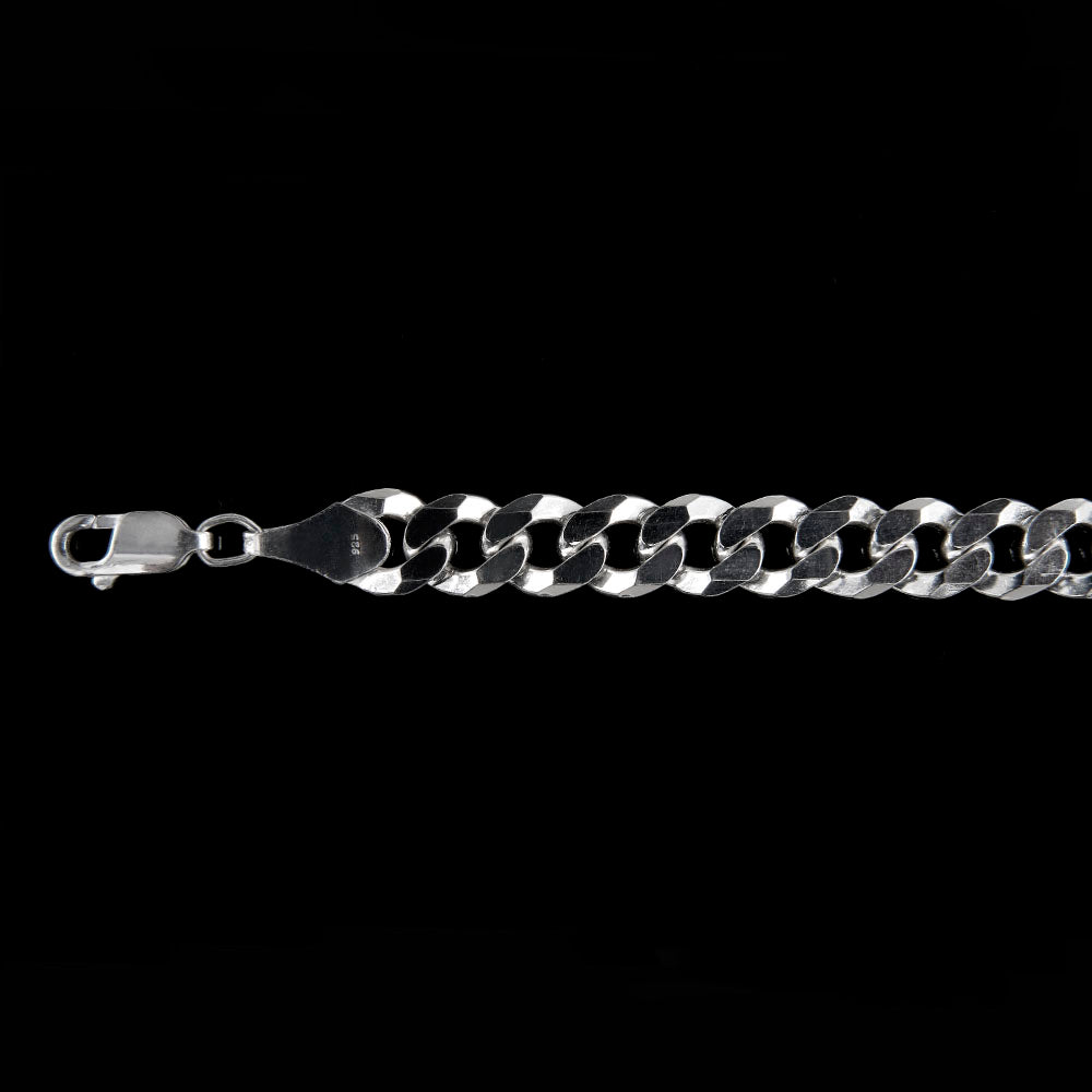 Cadena Barbada Cubana Lisa - 8 mm - 50 cm - Unisex | Plata Ley.925