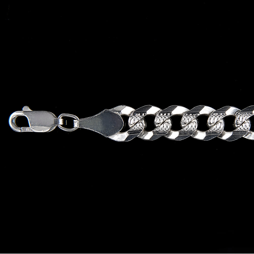 Cadena Barbada Cubana Diamantada - 8 mm - 50 cm - Unisex | Plata Ley.925