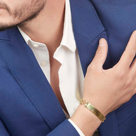 Unisex | Esclava Tejido Cubana Doble Rombo Doble Eslabon 11 mm, Pulsera Para Hombre Y Mujer, De Plata Autentica Ley .925 Con Baño De Oro Italiano 24k, Con Grabado, DUO DELUXE JOYAS