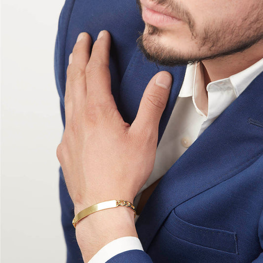 Unisex | Esclava Tejido Figaro 3:1 Lisa 6 mm, Pulsera Para Hombre Y Mujer, De Plata Autentica Ley .925 Con Baño De Oro Italiano 24k, Con Grabado, DUO DELUXE JOYAS