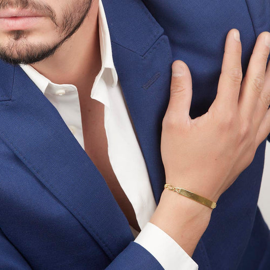 Unisex | Esclava Tejido Figaro 3:1 Lisa 4 mm, Pulsera Para Hombre Y Mujer, De Plata Autentica Ley .925 Con Baño De Oro Italiano 24k, Con Grabado, DUO DELUXE JOYAS