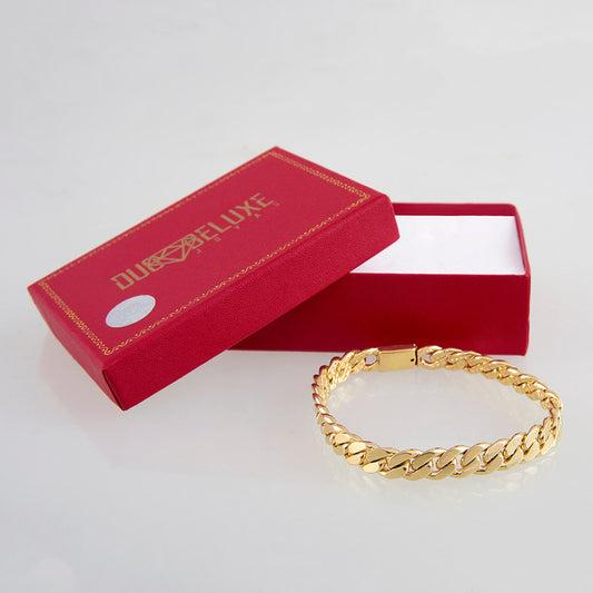 Unisex | Pulsera Tejido Barbada HM  Liso 8 mm – Plata Con Baño De Oro Italiano 24k
