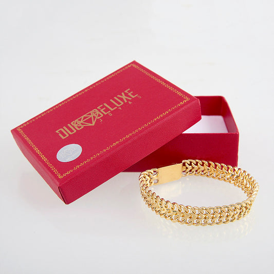 Unisex | Pulsera Tejido Cubano - 10 mm – Plata Con Baño De Oro Italiano 24k